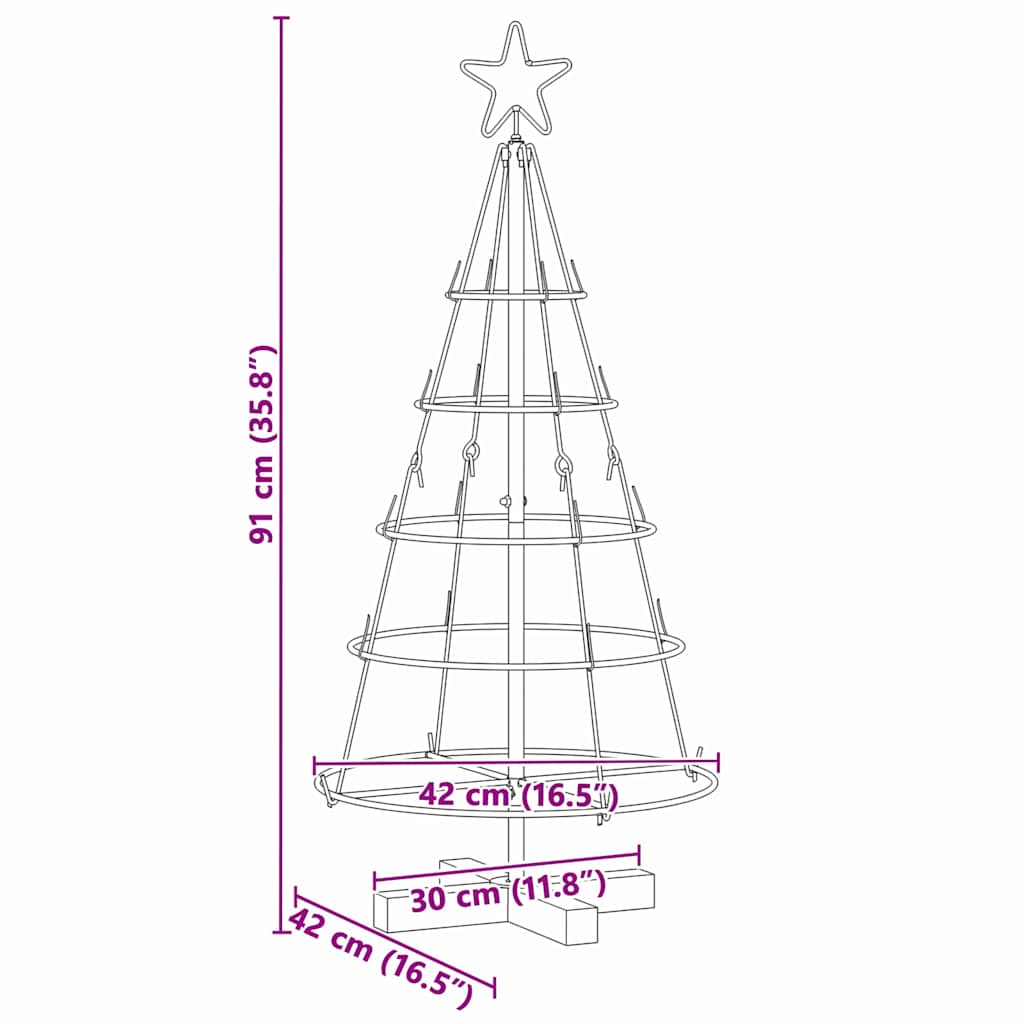 Arbre en cône de Noël avec support Noir 90 cm Acier - XIOS