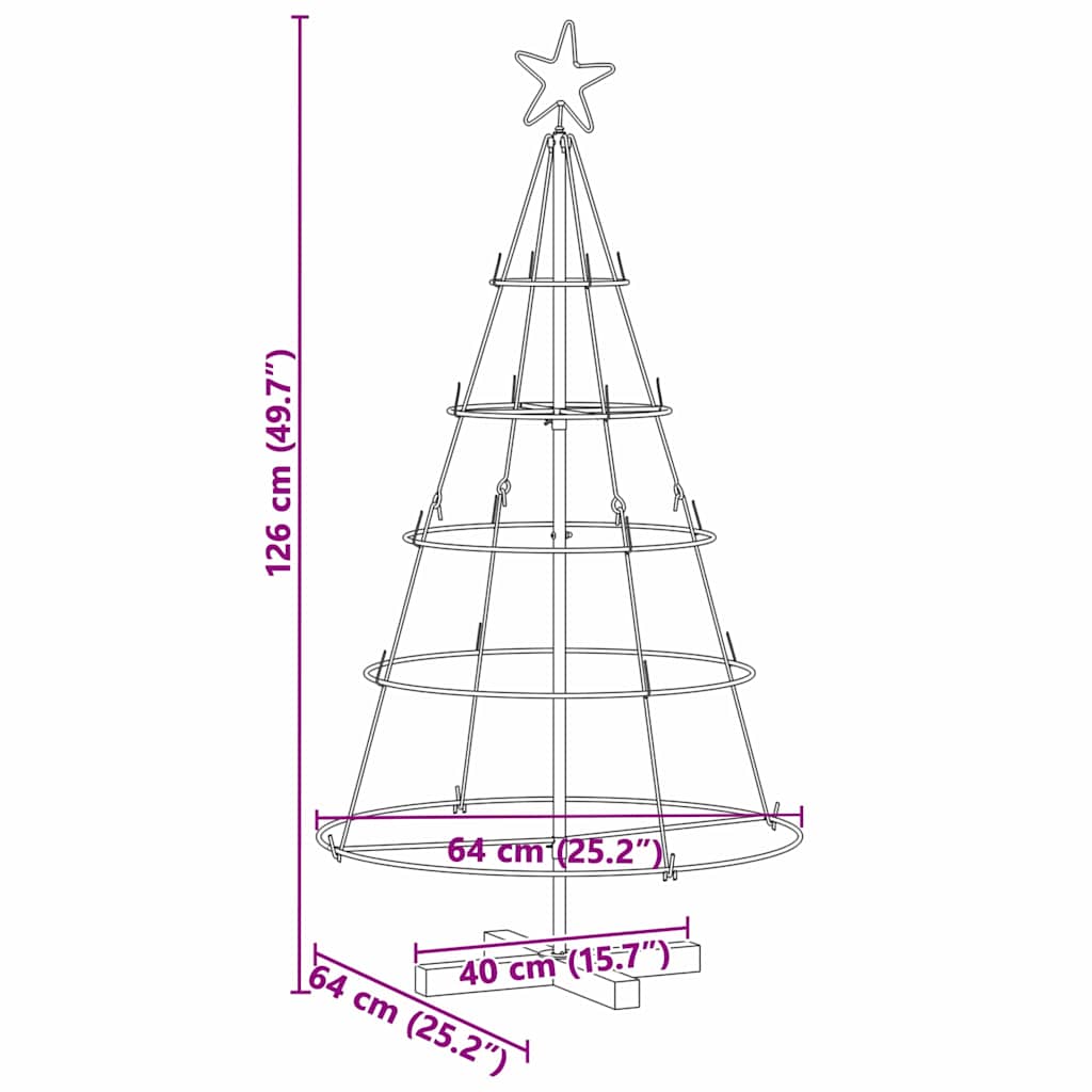 Arbre en cône de Noël avec support Noir 125 cm Acier - XIOS