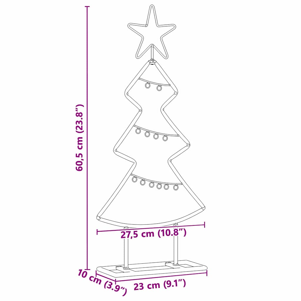 Arbre de Noël en métal avec support Noir 60 cm Acier - XIOS