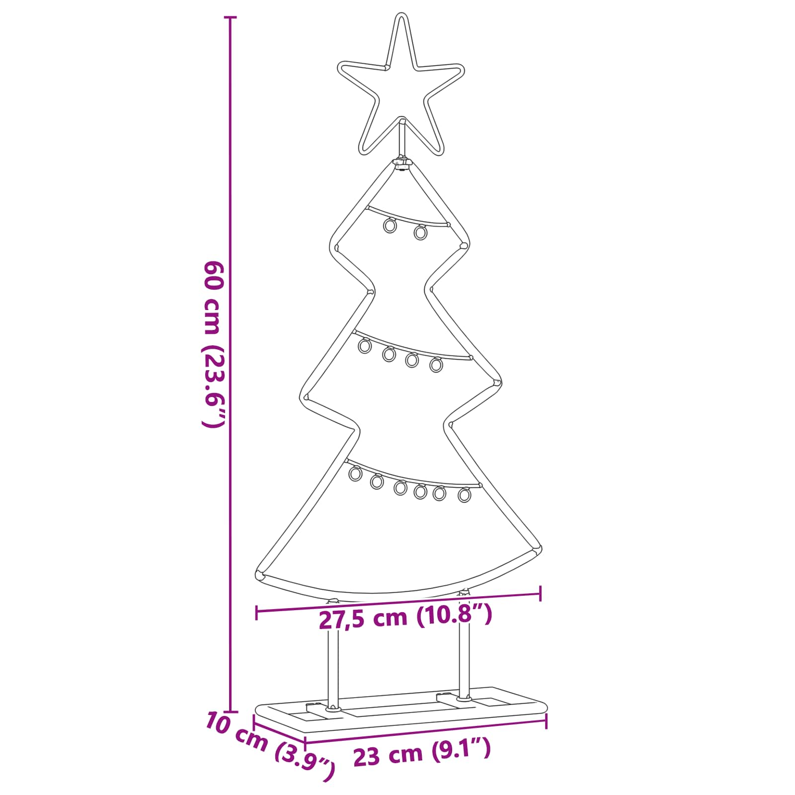 Arbre de Noël en métal avec support Noir 60 cm Acier - XIOS