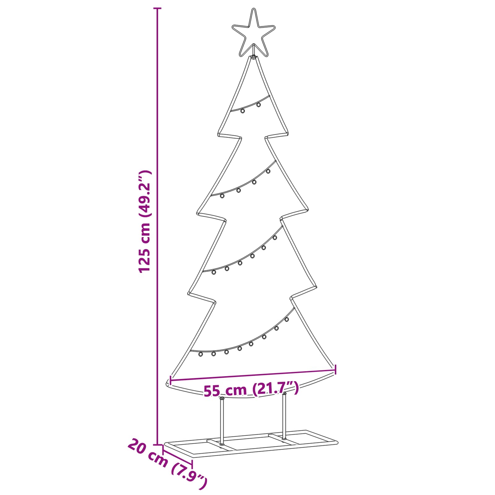 Arbre de Noël en métal avec support Noir 125 cm Acier - XIOS