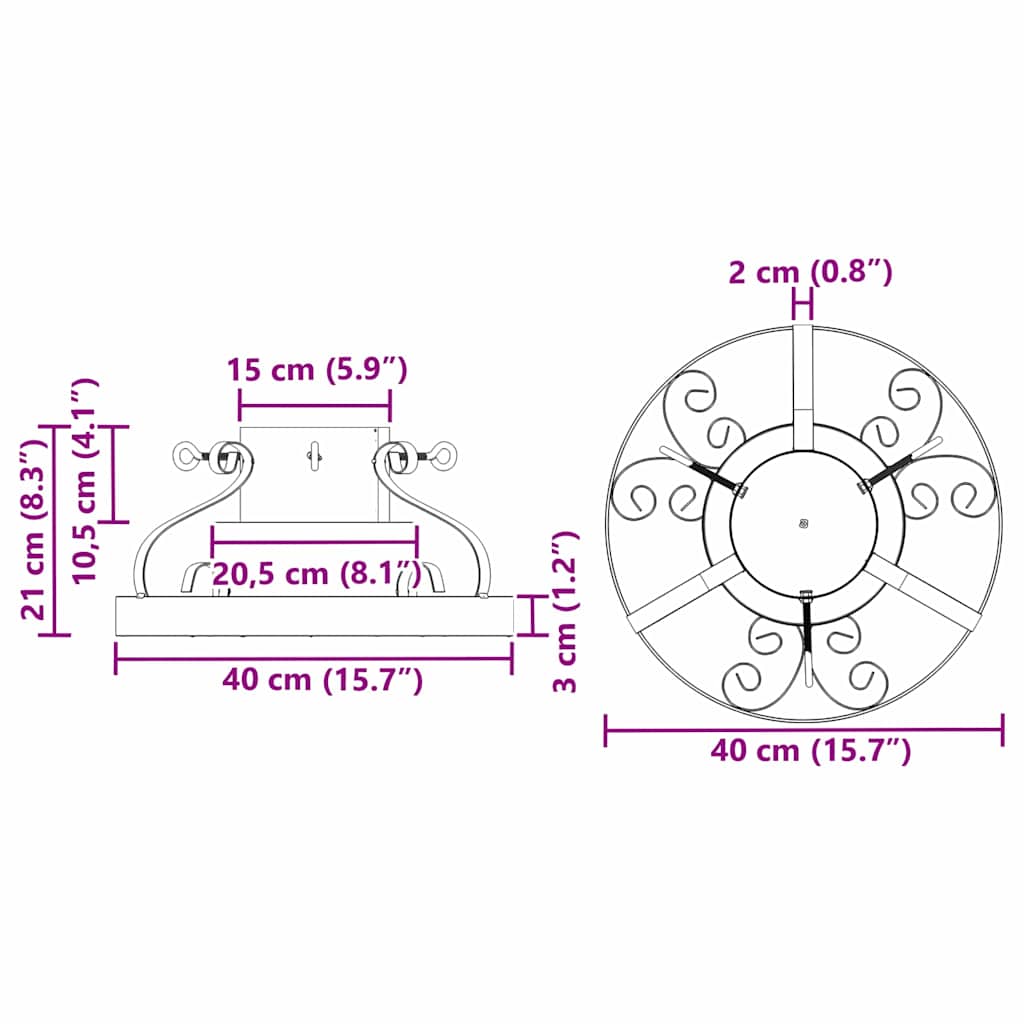 Pied de Sapin de Noël Noir 40 x 40 x 21 cm Acier - XIOS