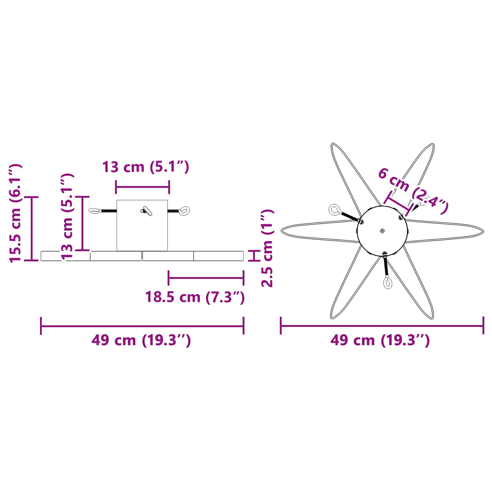 Pied de Sapin de Noël 1.73 Blanc 50 x 50 x 15,5 cm Acier - XIOS