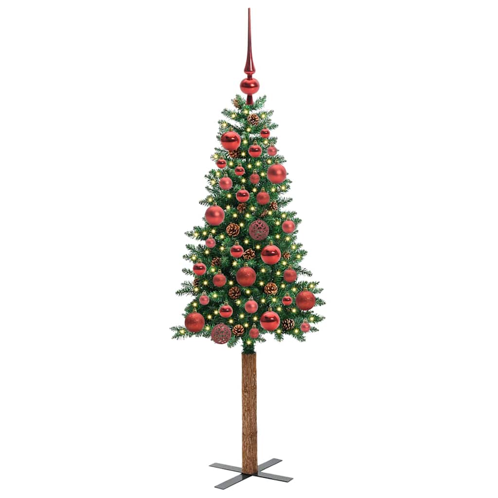 Sapin de Noël mince Vert 150 cm PVC et bois de pin massif - XIOS