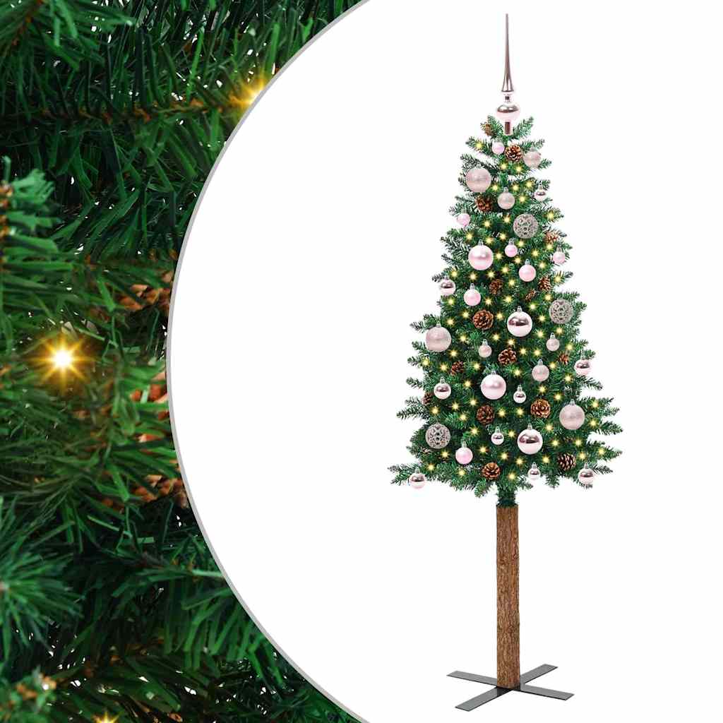 Sapin de Noël mince Vert 150 cm PVC et bois de pin massif - XIOS
