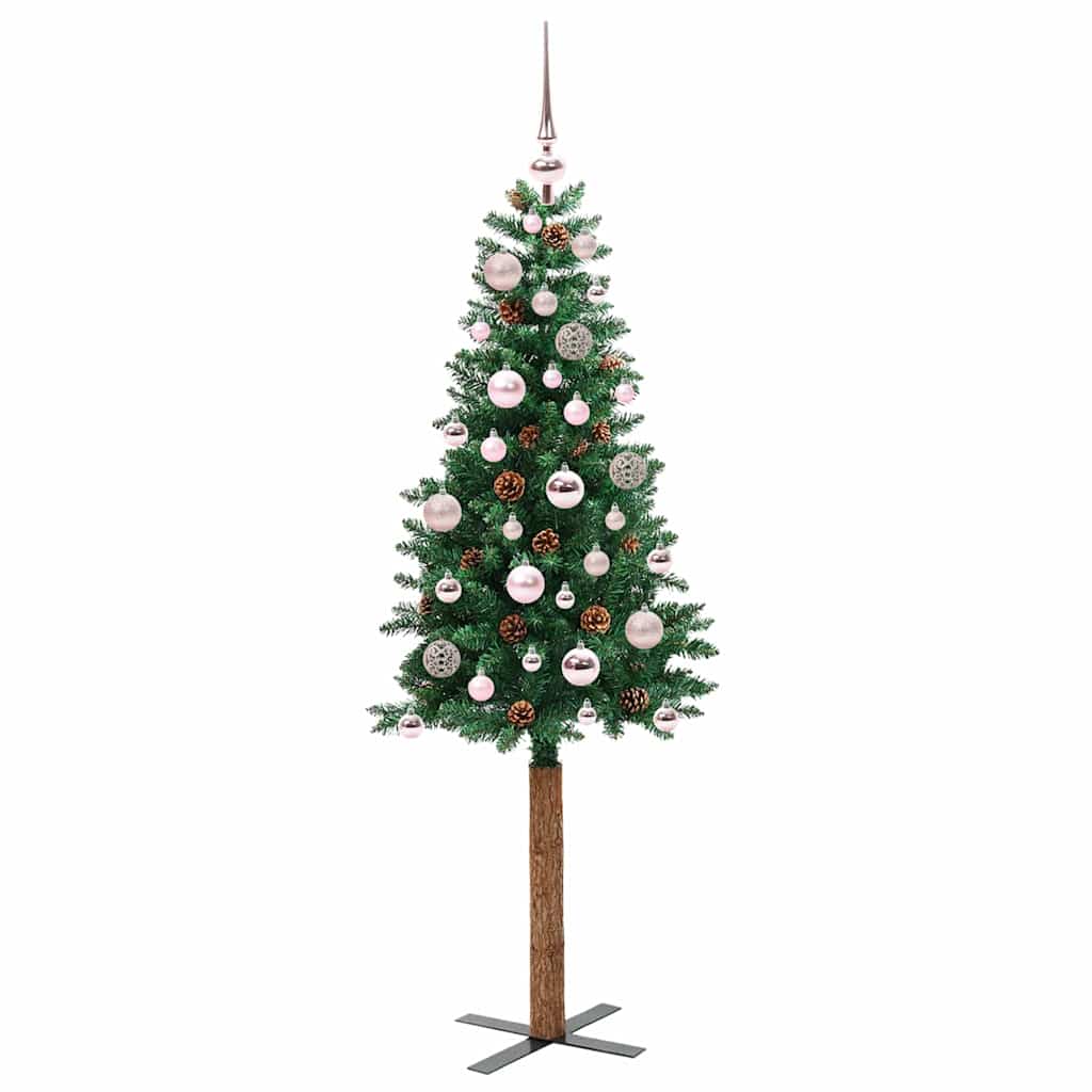 Sapin de Noël mince Vert 150 cm PVC et bois de pin massif - XIOS