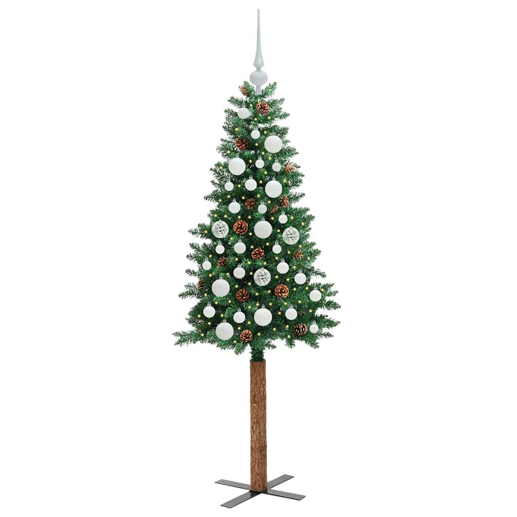 Sapin de Noël mince Vert 150 cm PVC et bois de pin massif - XIOS