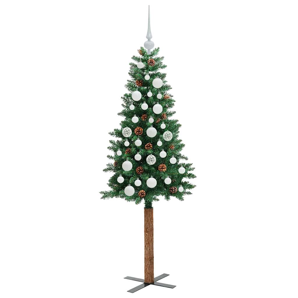 Sapin de Noël mince Vert 150 cm PVC et bois de pin massif - XIOS
