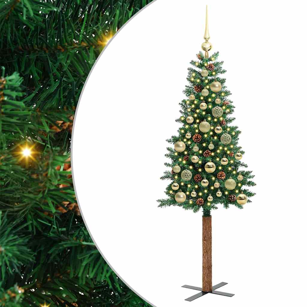 Sapin de Noël mince Vert 150 cm PVC et bois de pin massif - XIOS