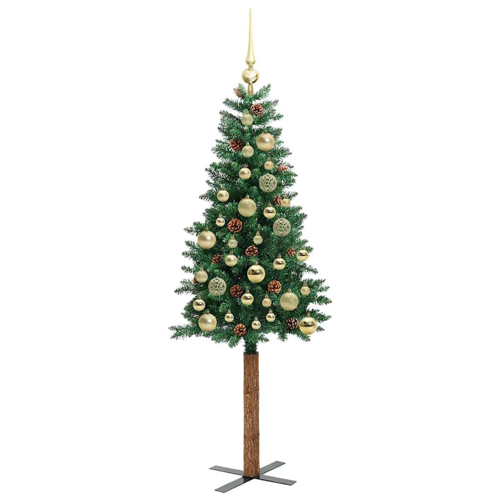 Sapin de Noël mince Vert 150 cm PVC et bois de pin massif - XIOS