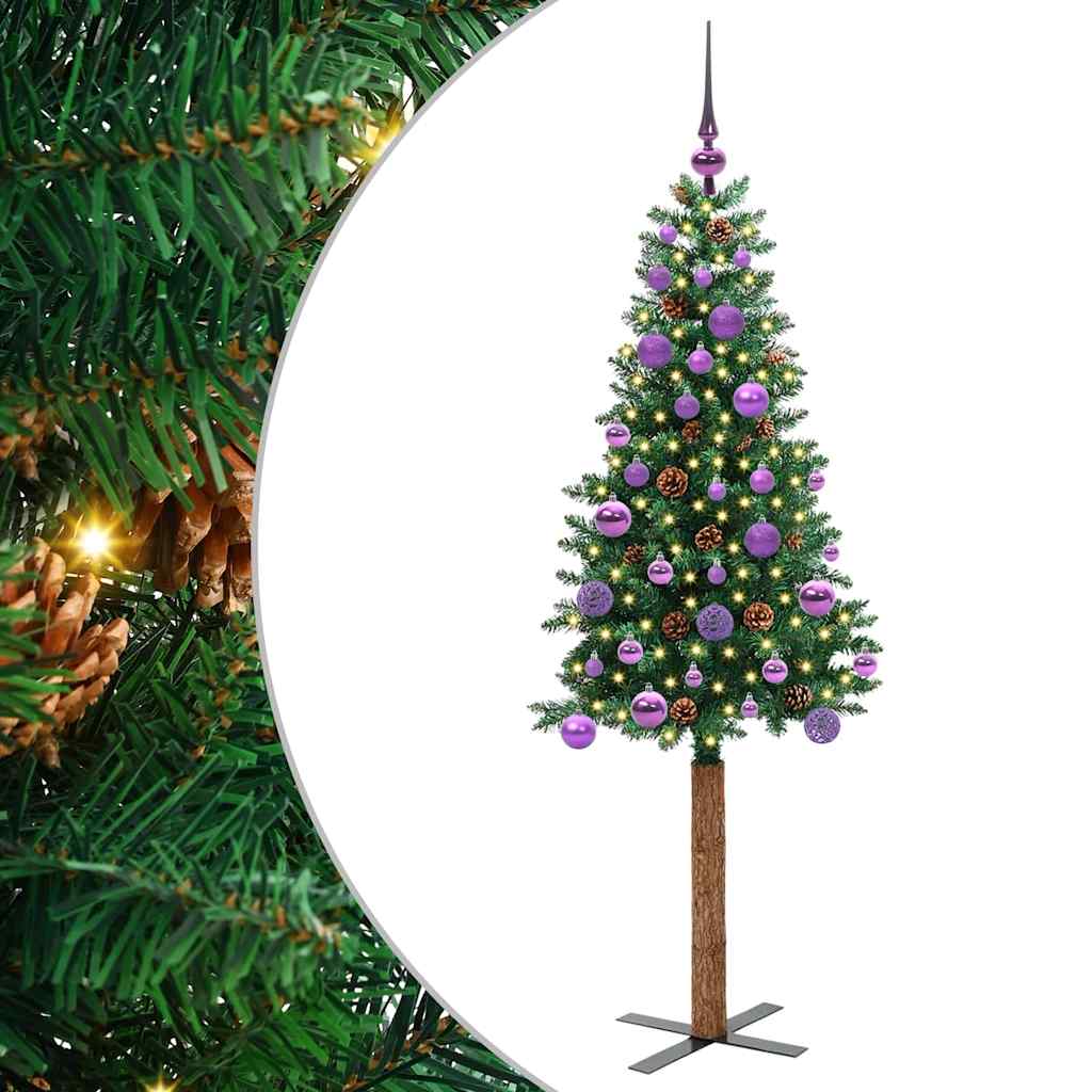 Sapin de Noël mince Vert 150 cm PVC et bois de pin massif - XIOS