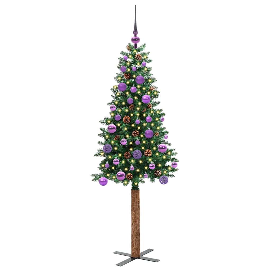 Sapin de Noël mince Vert 150 cm PVC et bois de pin massif - XIOS