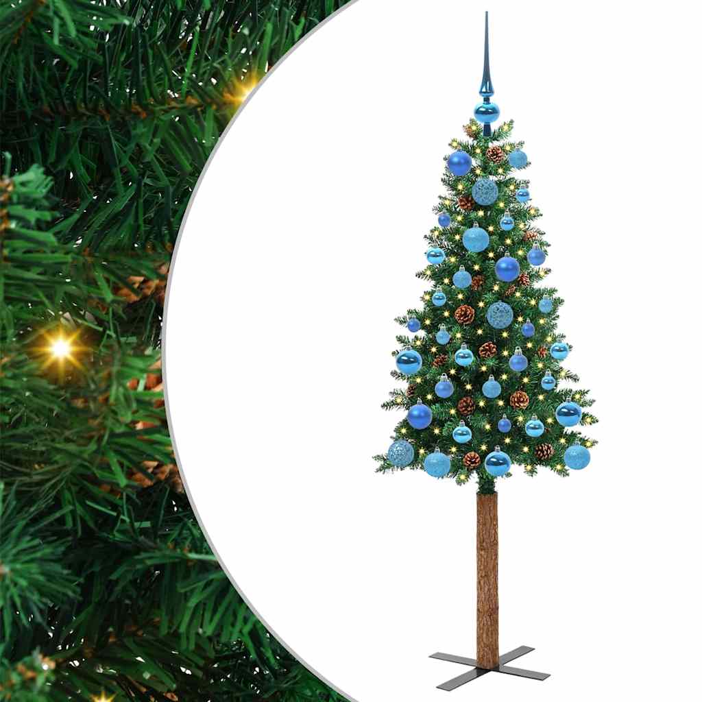 Sapin de Noël mince Vert 150 cm PVC et bois de pin massif - XIOS
