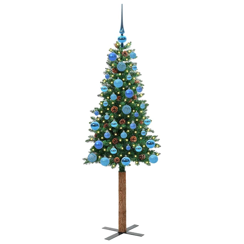 Sapin de Noël mince Vert 150 cm PVC et bois de pin massif - XIOS