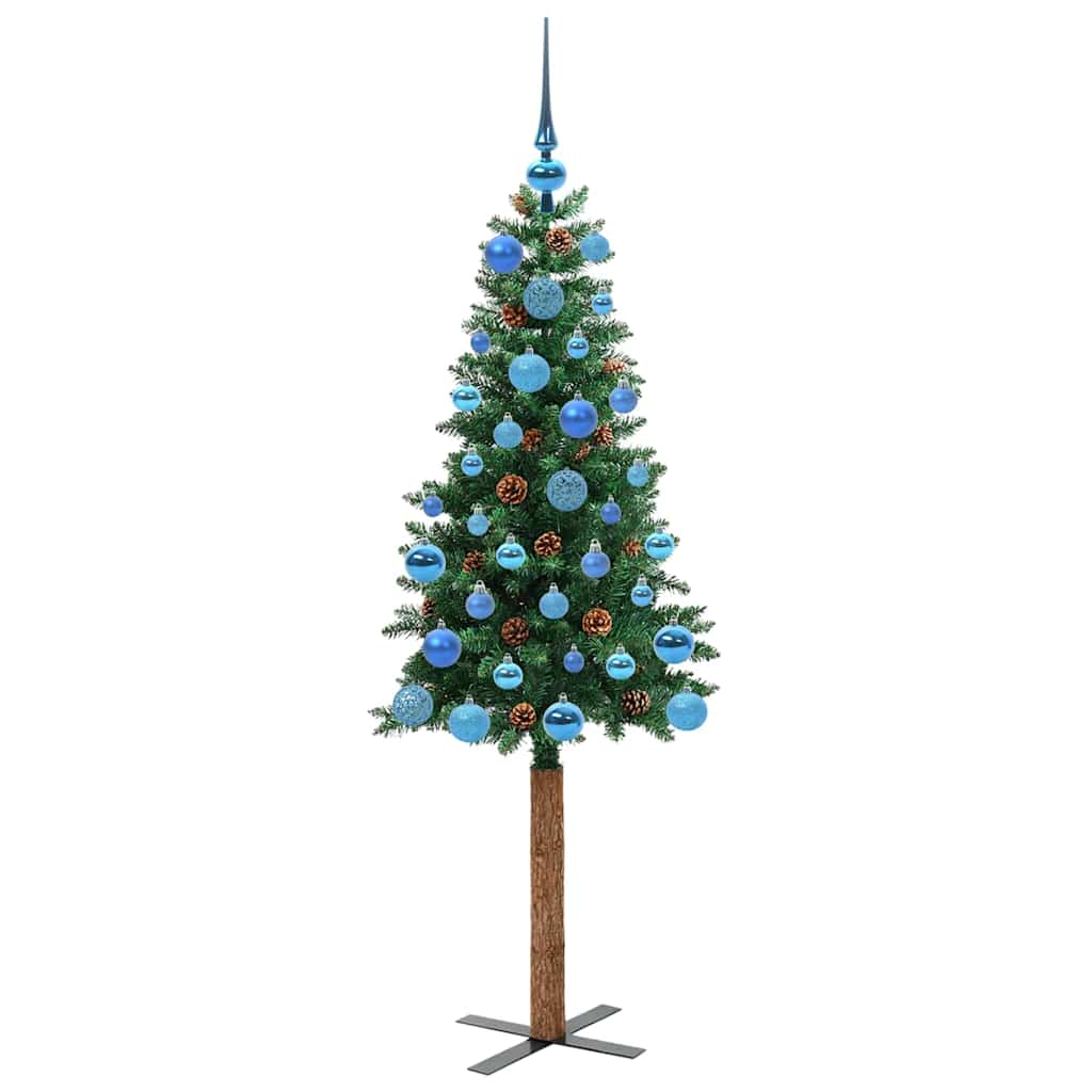 Sapin de Noël mince Vert 150 cm PVC et bois de pin massif - XIOS