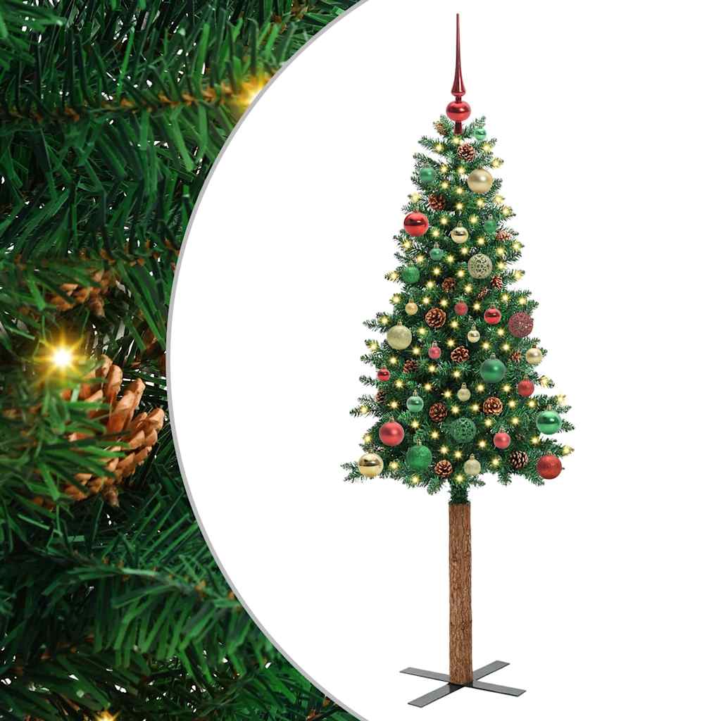 Sapin de Noël mince Vert 150 cm PVC et bois de pin massif - XIOS