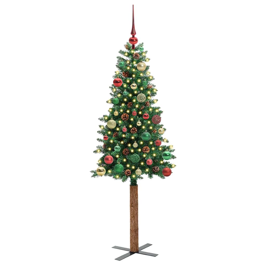 Sapin de Noël mince Vert 150 cm PVC et bois de pin massif - XIOS