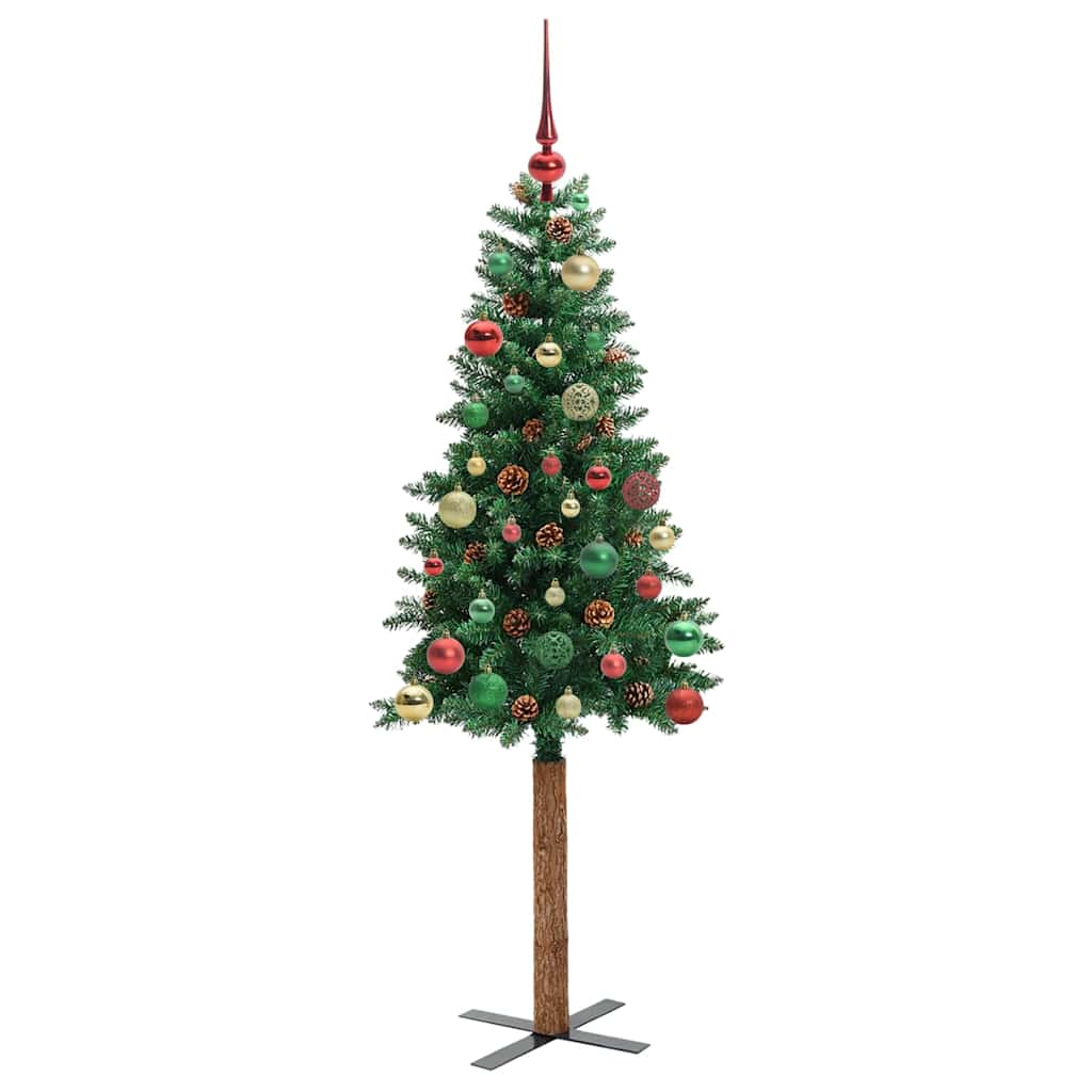 Sapin de Noël mince Vert 150 cm PVC et bois de pin massif - XIOS