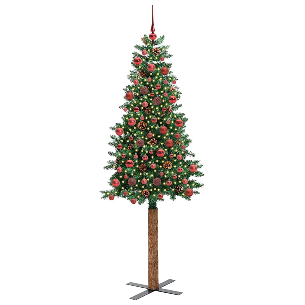 Sapin de Noël mince Vert 180 cm PVC et bois de pin massif - XIOS