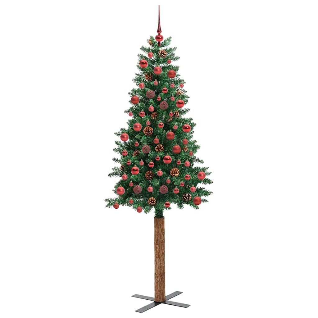 Sapin de Noël mince Vert 180 cm PVC et bois de pin massif - XIOS