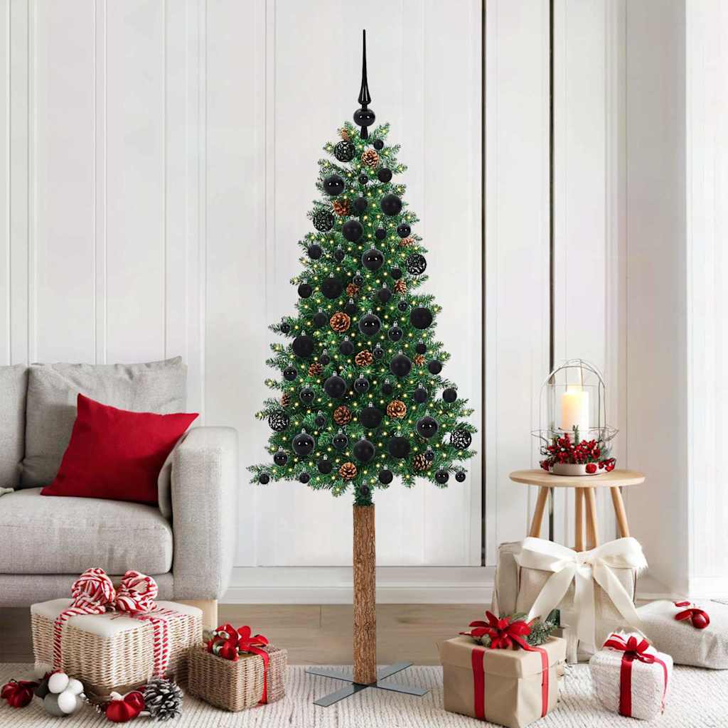 Sapin de Noël mince Vert 180 cm PVC et bois de pin massif - XIOS