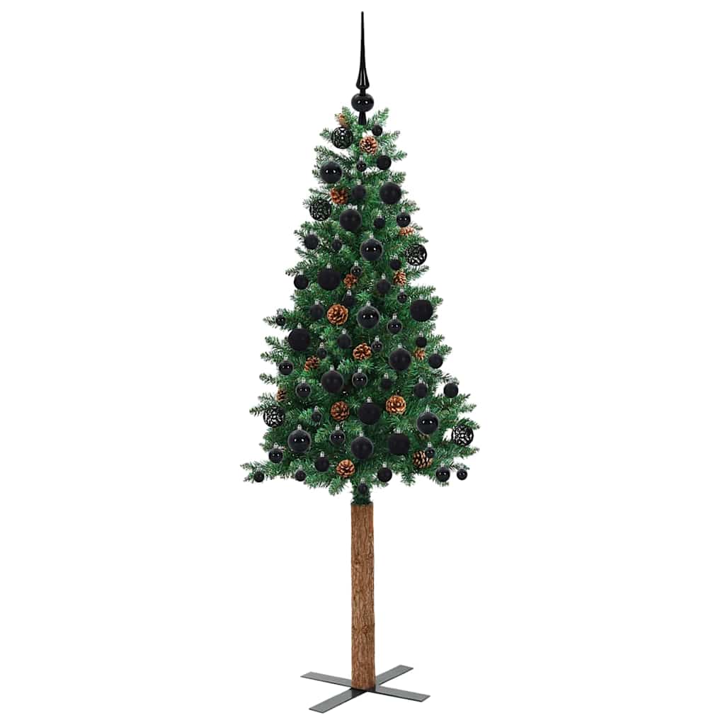 Sapin de Noël mince Vert 180 cm PVC et bois de pin massif - XIOS