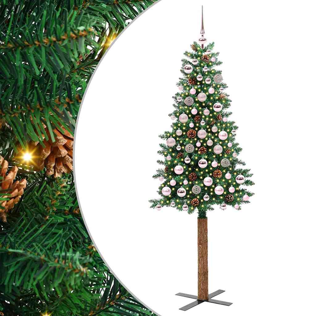Sapin de Noël mince Vert 180 cm PVC et bois de pin massif - XIOS