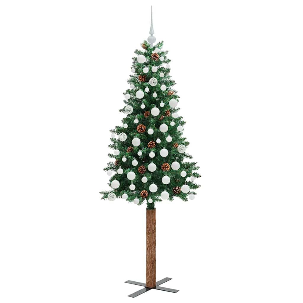 Sapin de Noël mince Vert 180 cm PVC et bois de pin massif - XIOS