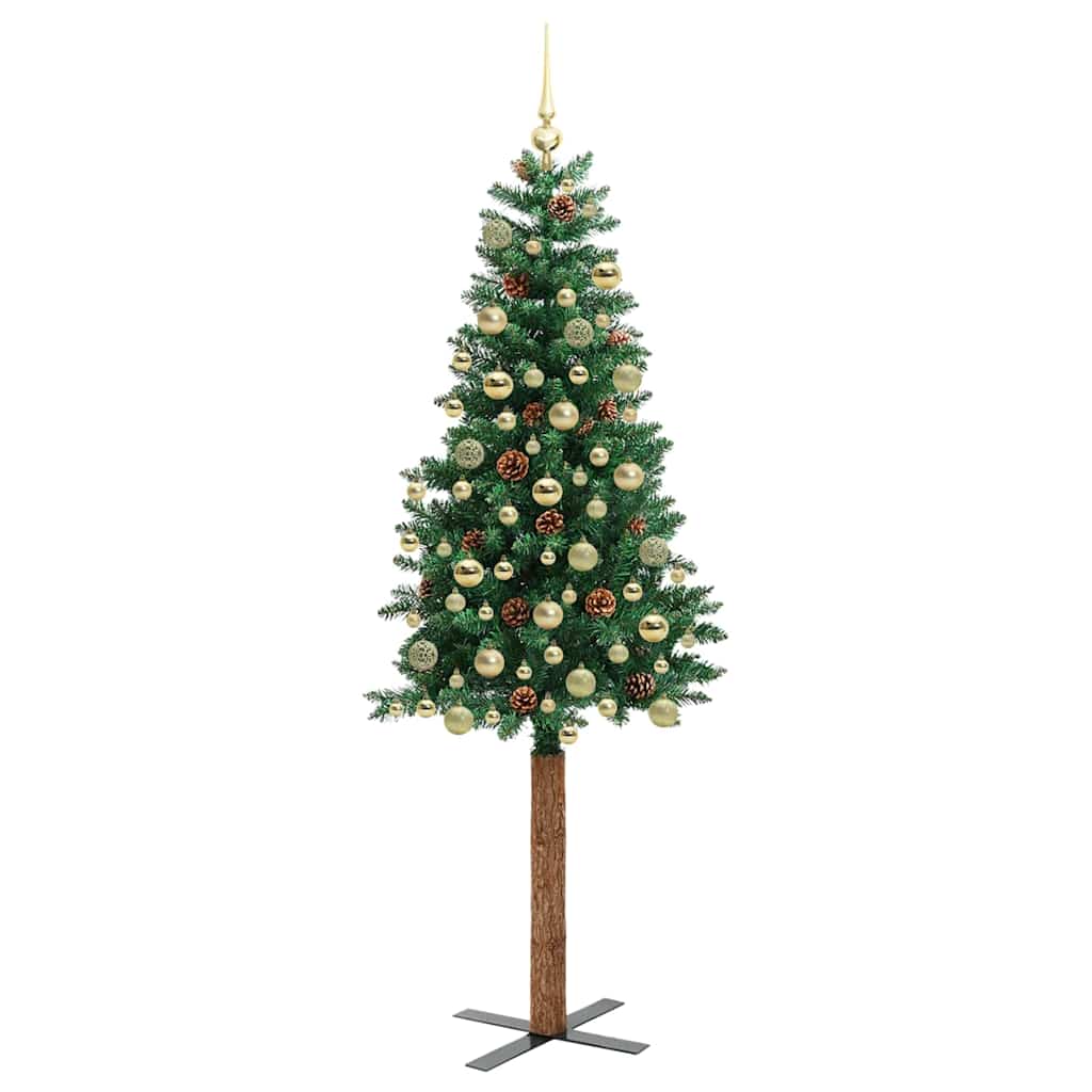 Sapin de Noël mince Vert 180 cm PVC et bois de pin massif - XIOS