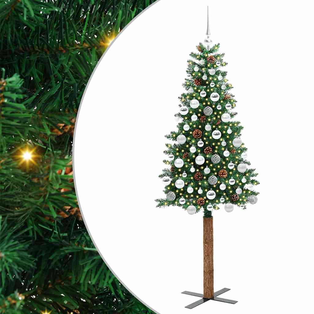 Sapin de Noël mince Vert 180 cm PVC et bois de pin massif - XIOS