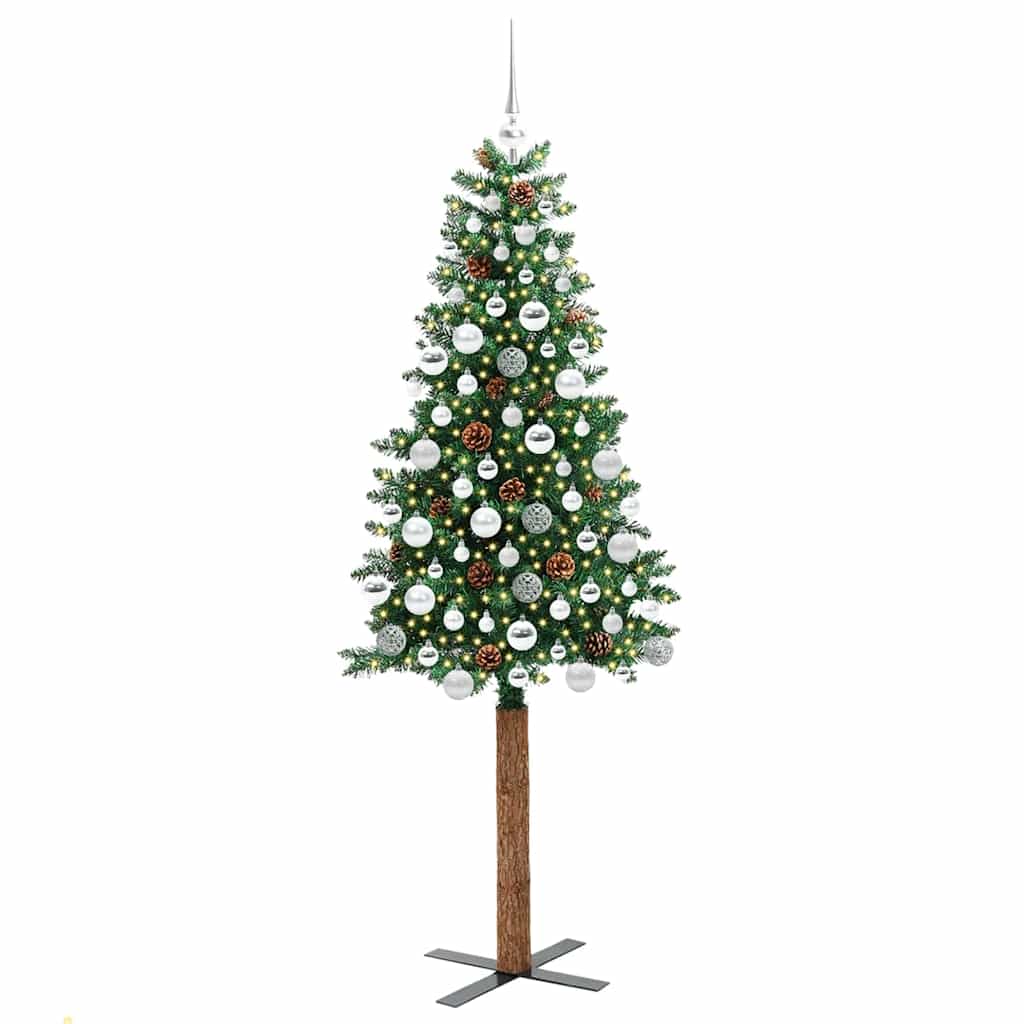 Sapin de Noël mince Vert 180 cm PVC et bois de pin massif - XIOS