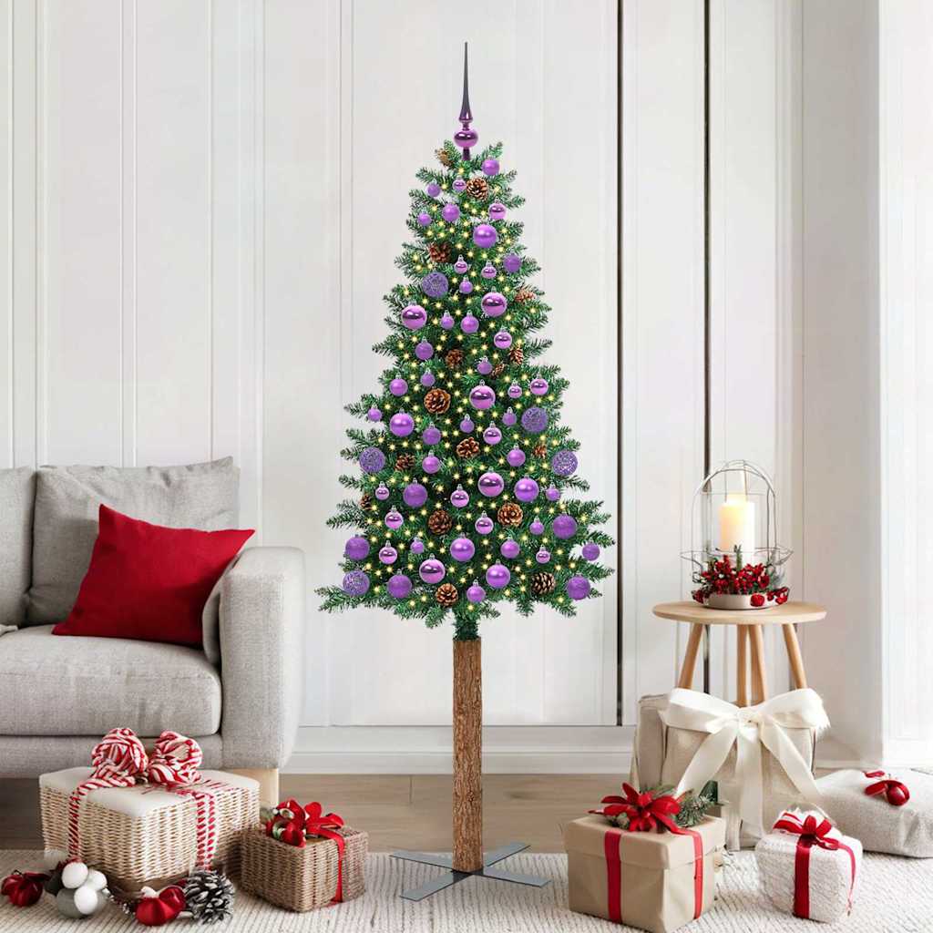 Sapin de Noël mince Vert 180 cm PVC et bois de pin massif - XIOS