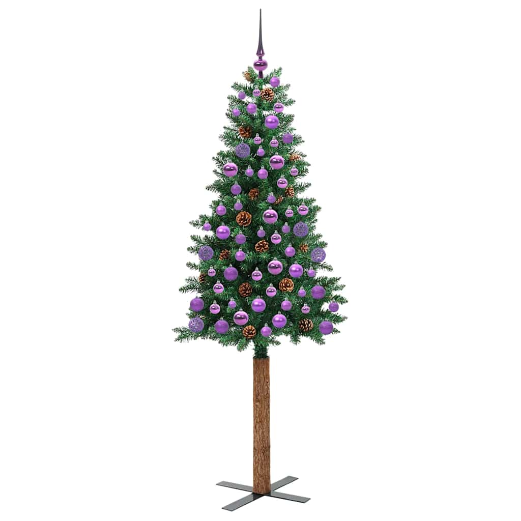 Sapin de Noël mince Vert 180 cm PVC et bois de pin massif - XIOS