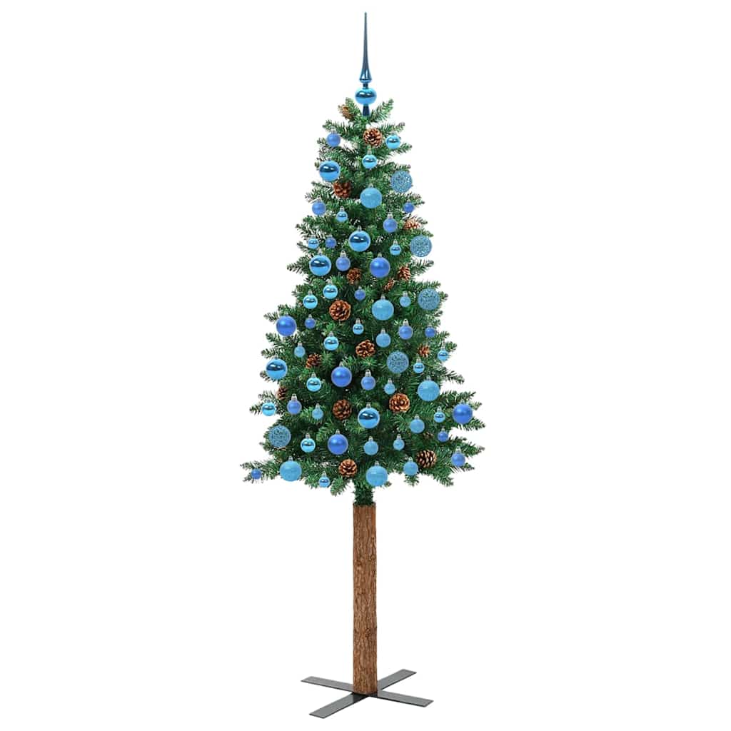 Sapin de Noël mince Vert 180 cm PVC et bois de pin massif - XIOS