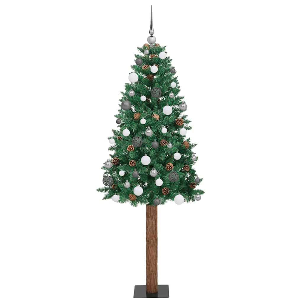 Sapin de Noël mince Vert 210 cm PVC et bois de pin massif - XIOS