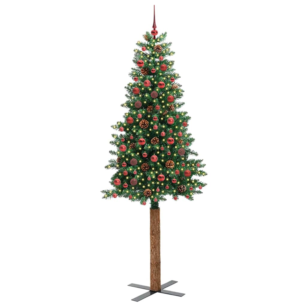 Sapin de Noël mince Vert 210 cm PVC et bois de pin massif - XIOS