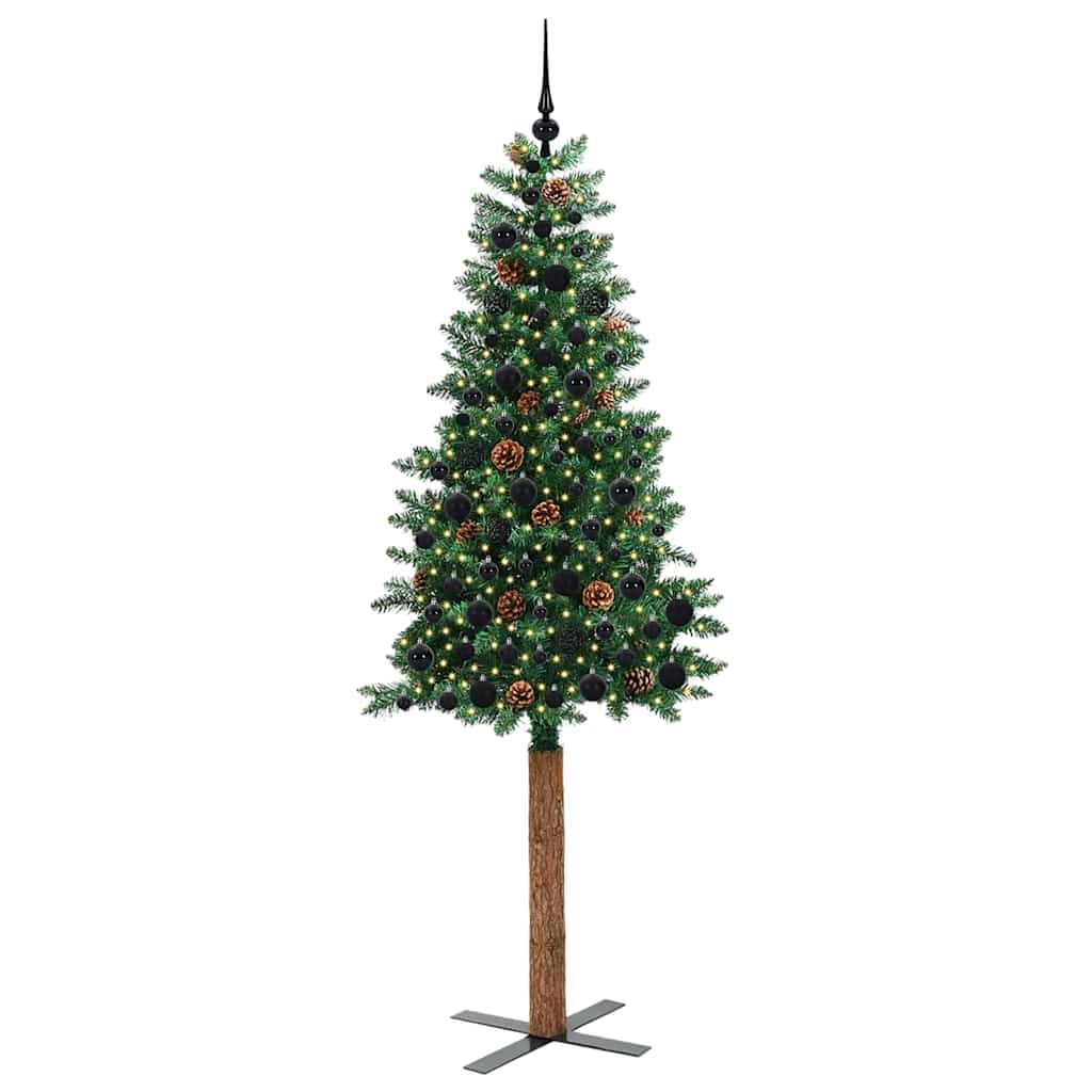 Sapin de Noël mince Vert 210 cm PVC et bois de pin massif - XIOS