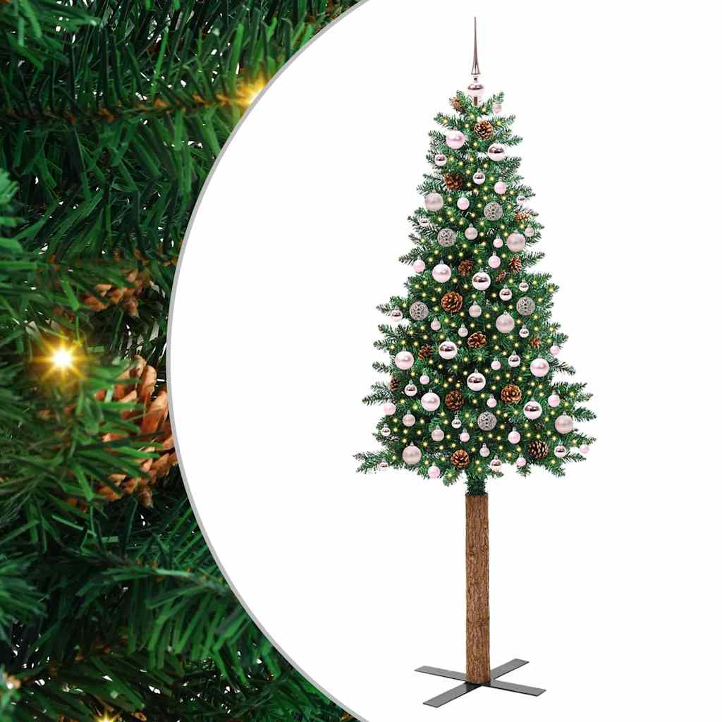 Sapin de Noël mince Vert 210 cm PVC et bois de pin massif - XIOS