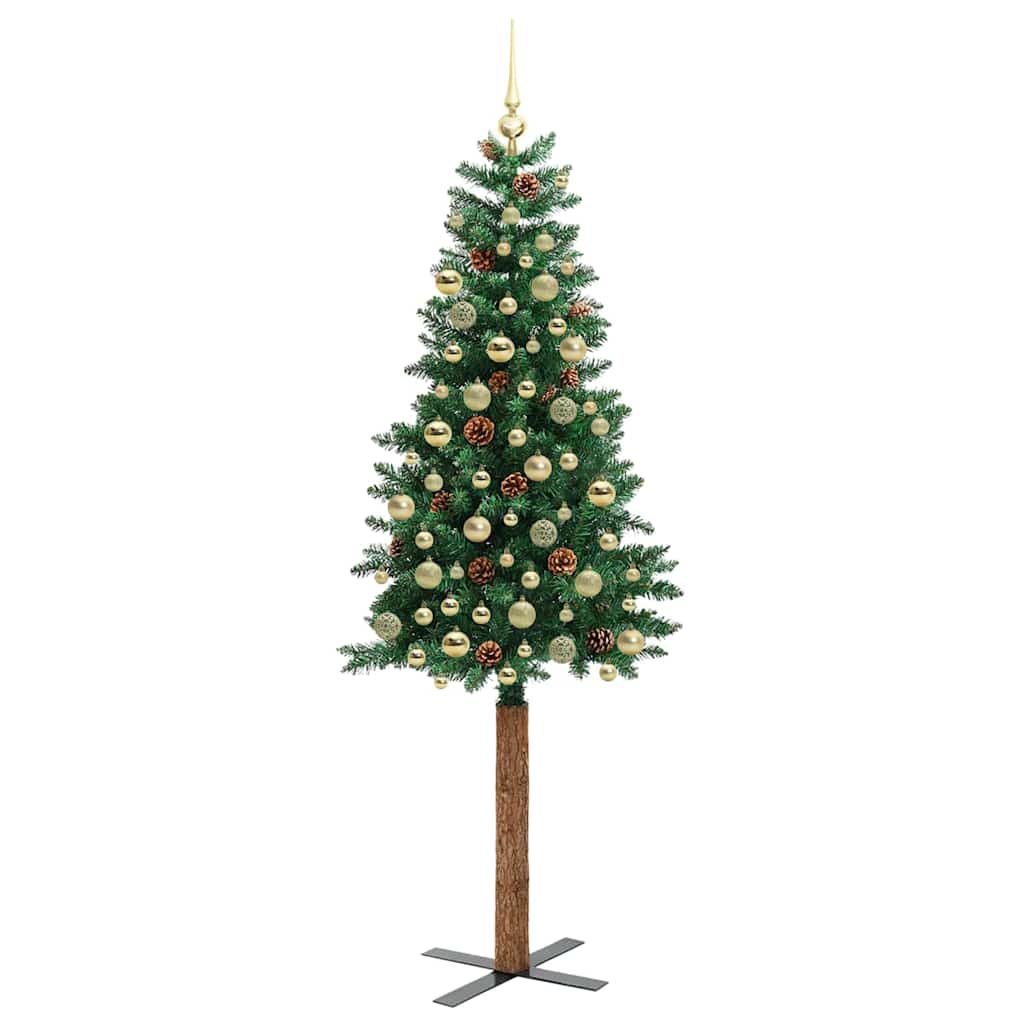 Sapin de Noël mince Vert 210 cm PVC et bois de pin massif - XIOS