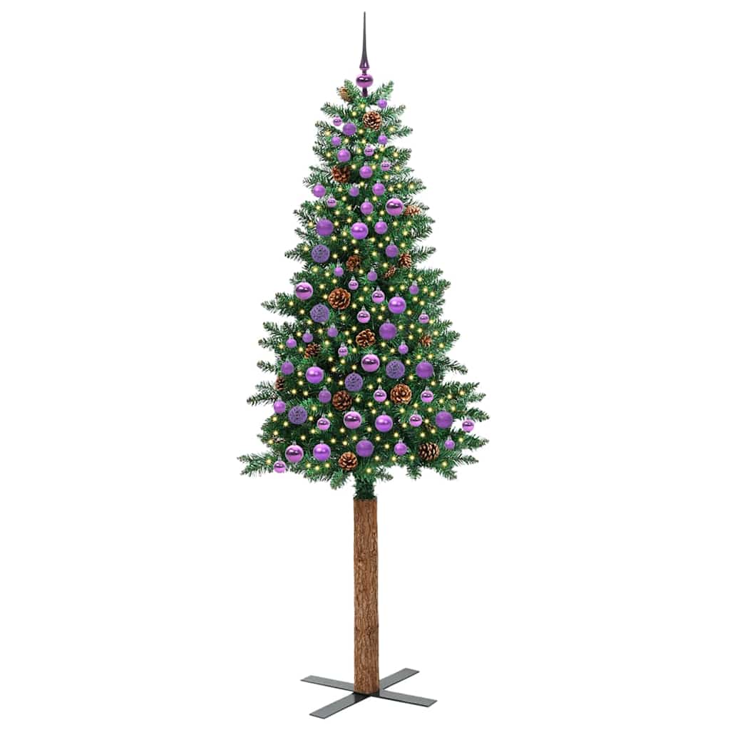 Sapin de Noël mince Vert 210 cm PVC et bois de pin massif - XIOS