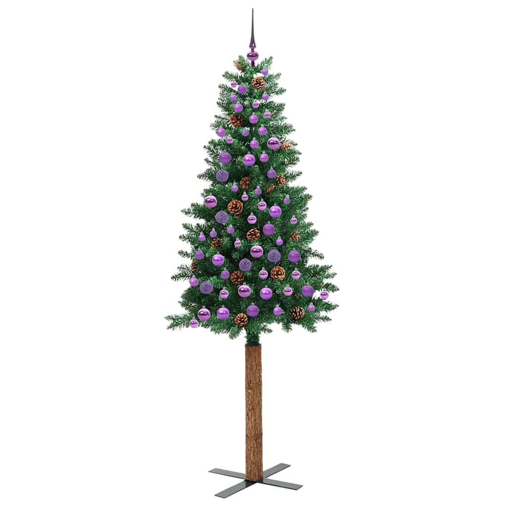 Sapin de Noël mince Vert 210 cm PVC et bois de pin massif - XIOS