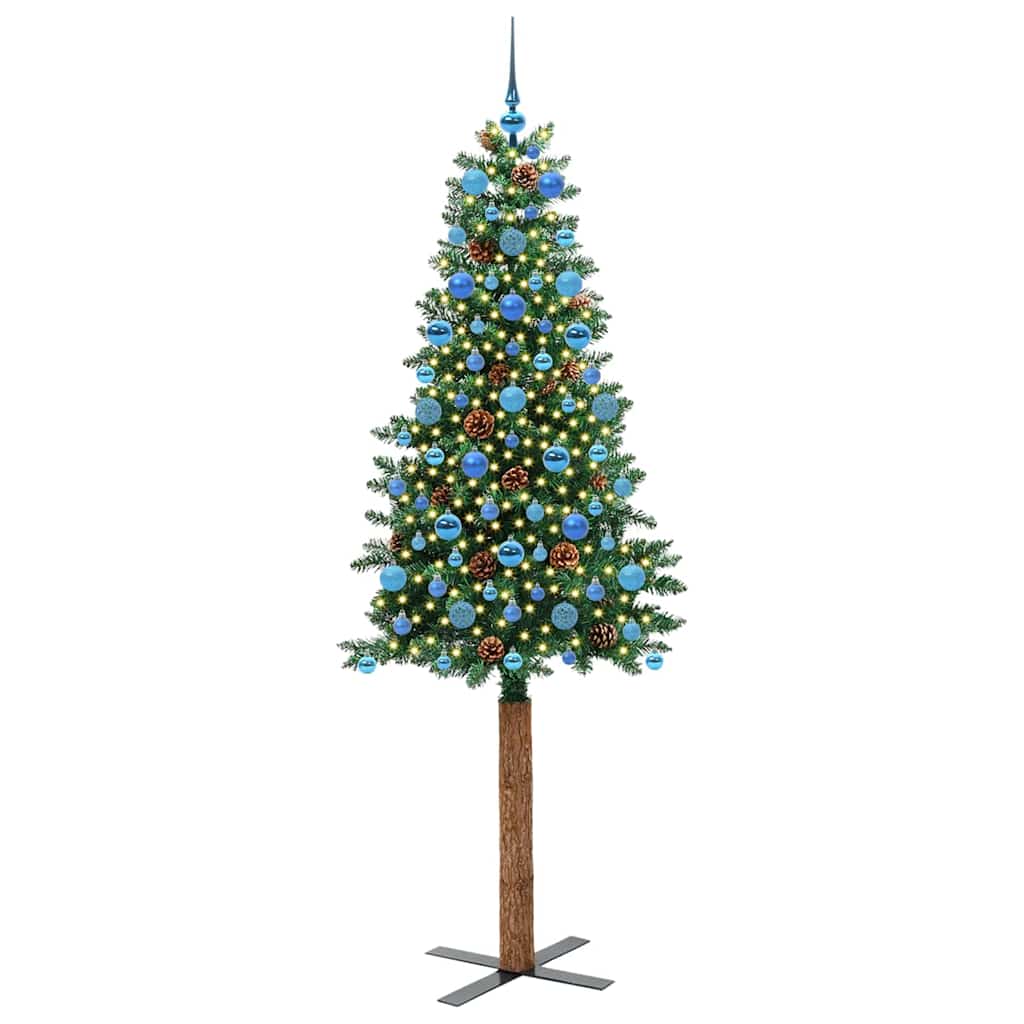 Sapin de Noël mince Vert 210 cm PVC et bois de pin massif - XIOS