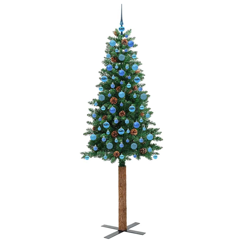Sapin de Noël mince Vert 210 cm PVC et bois de pin massif - XIOS