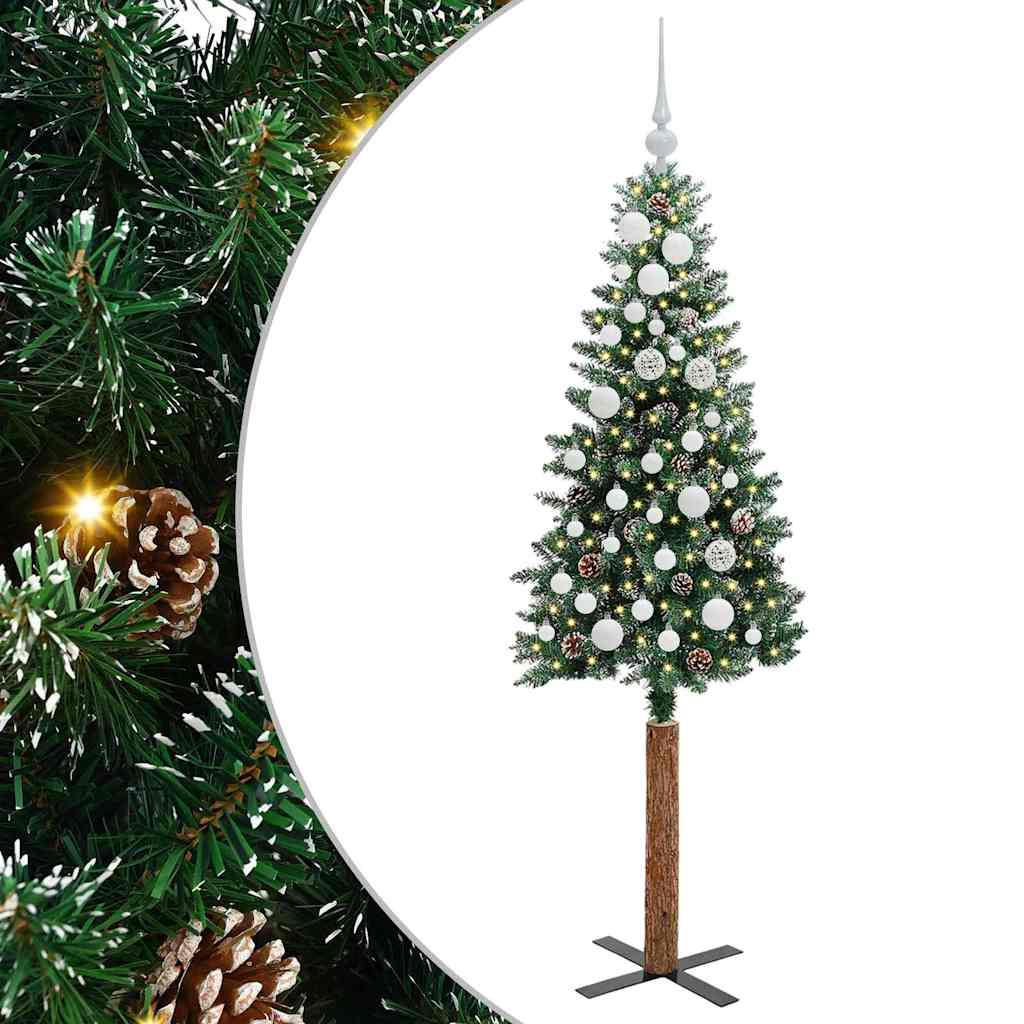 Sapin de Noël mince avec 150 LED Vert et blanc 150 cm - XIOS