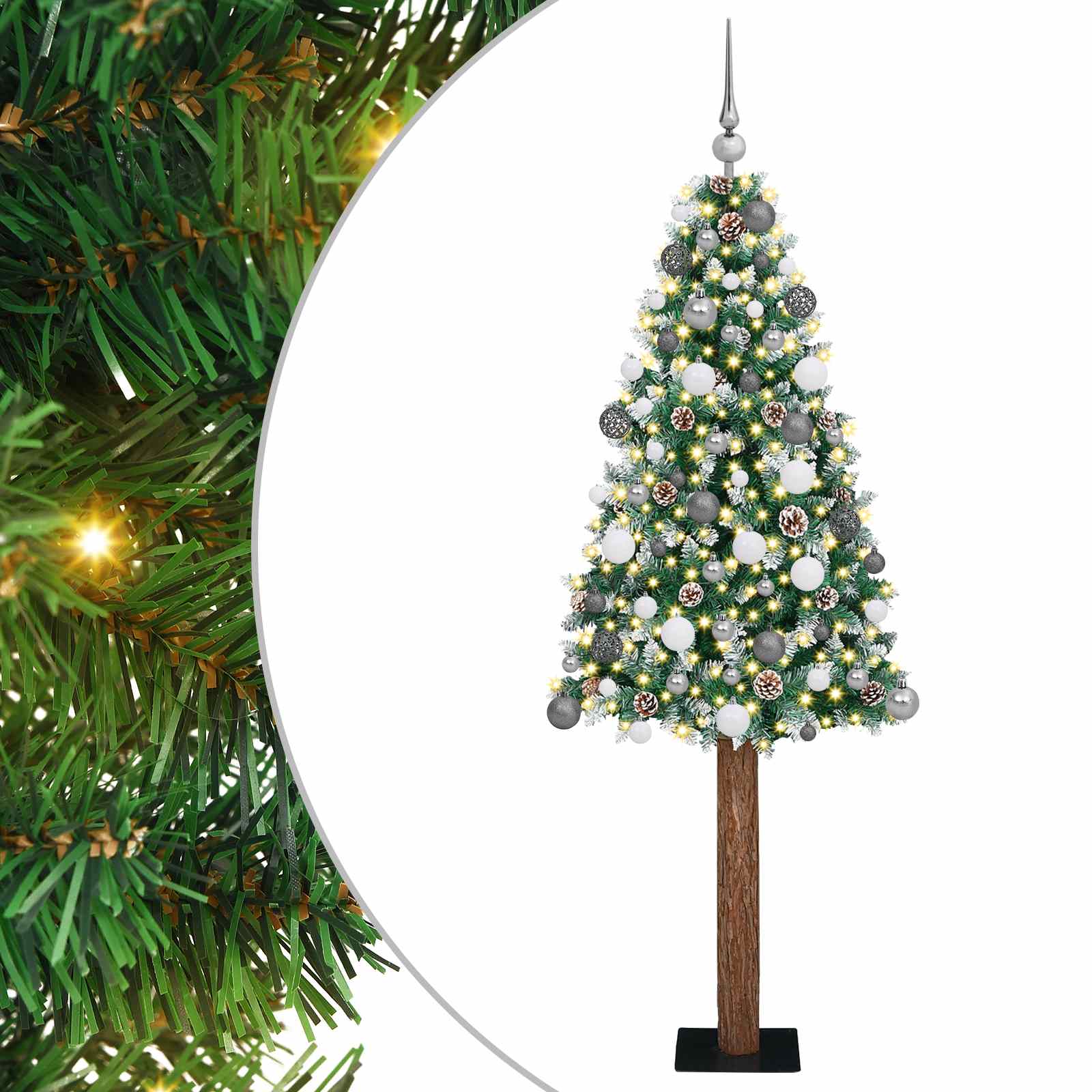 Sapin de Noël mince Vert 180 cm PVC et bois de pin massif - XIOS