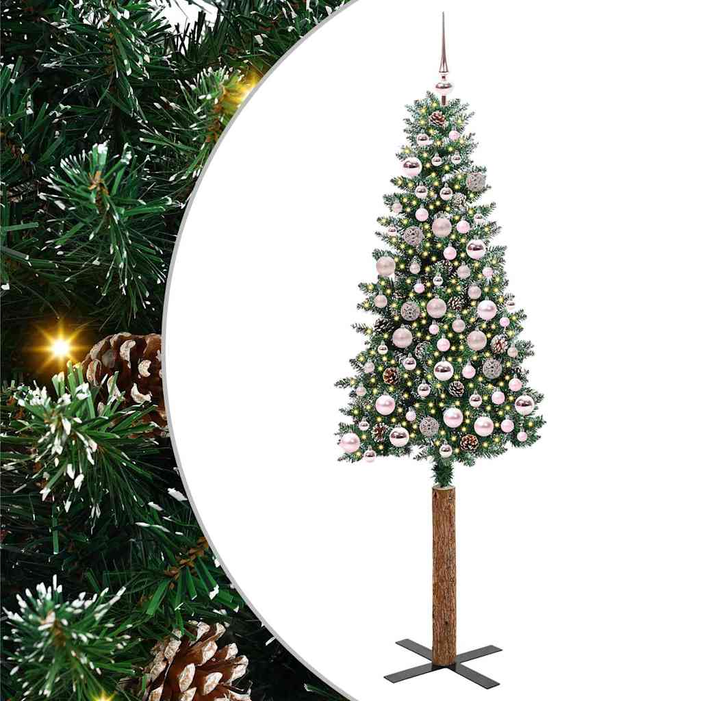 Sapin de Noël mince avec 300 LED Vert et blanc 180 cm - XIOS