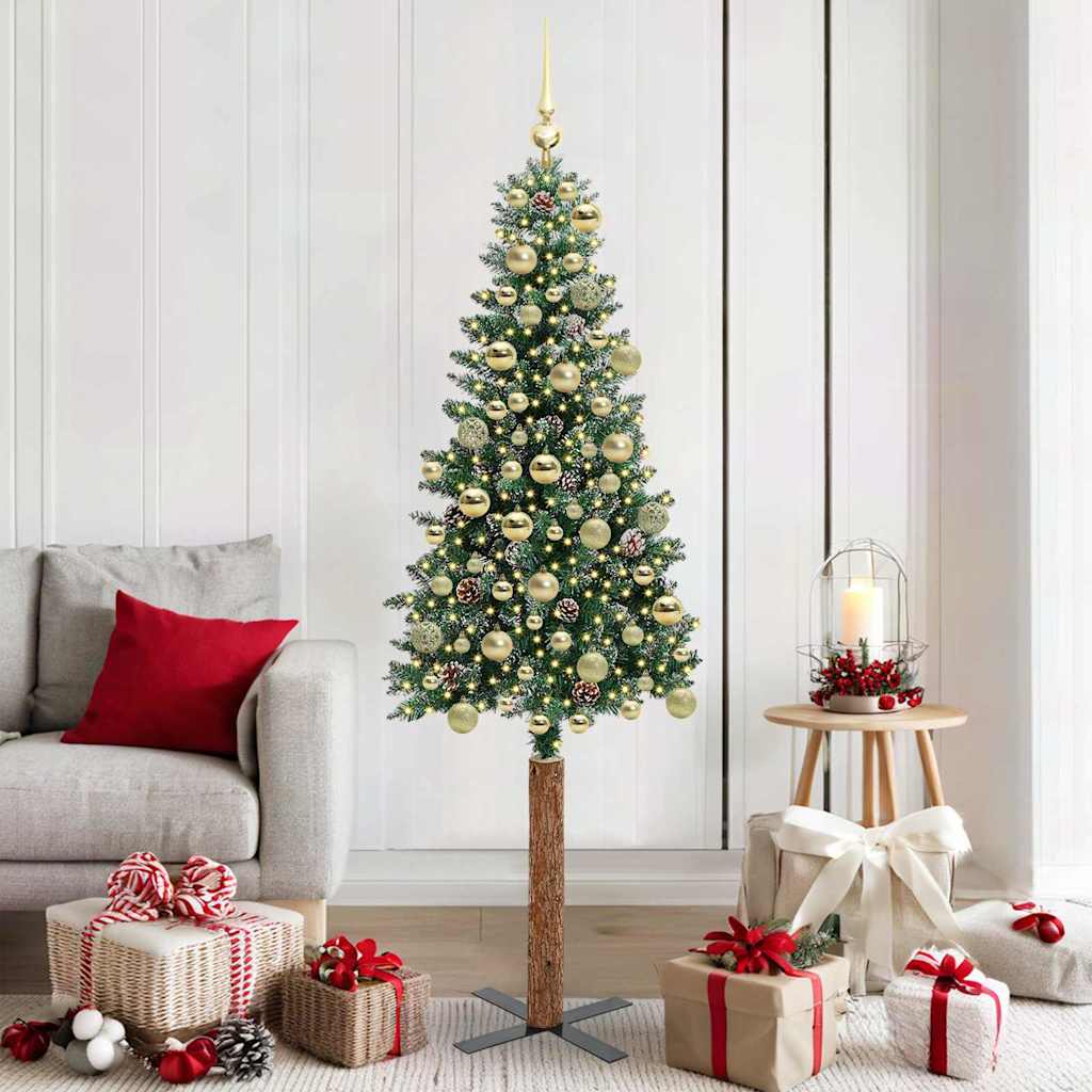 Sapin de Noël mince avec 300 LED Vert et blanc 180 cm - XIOS