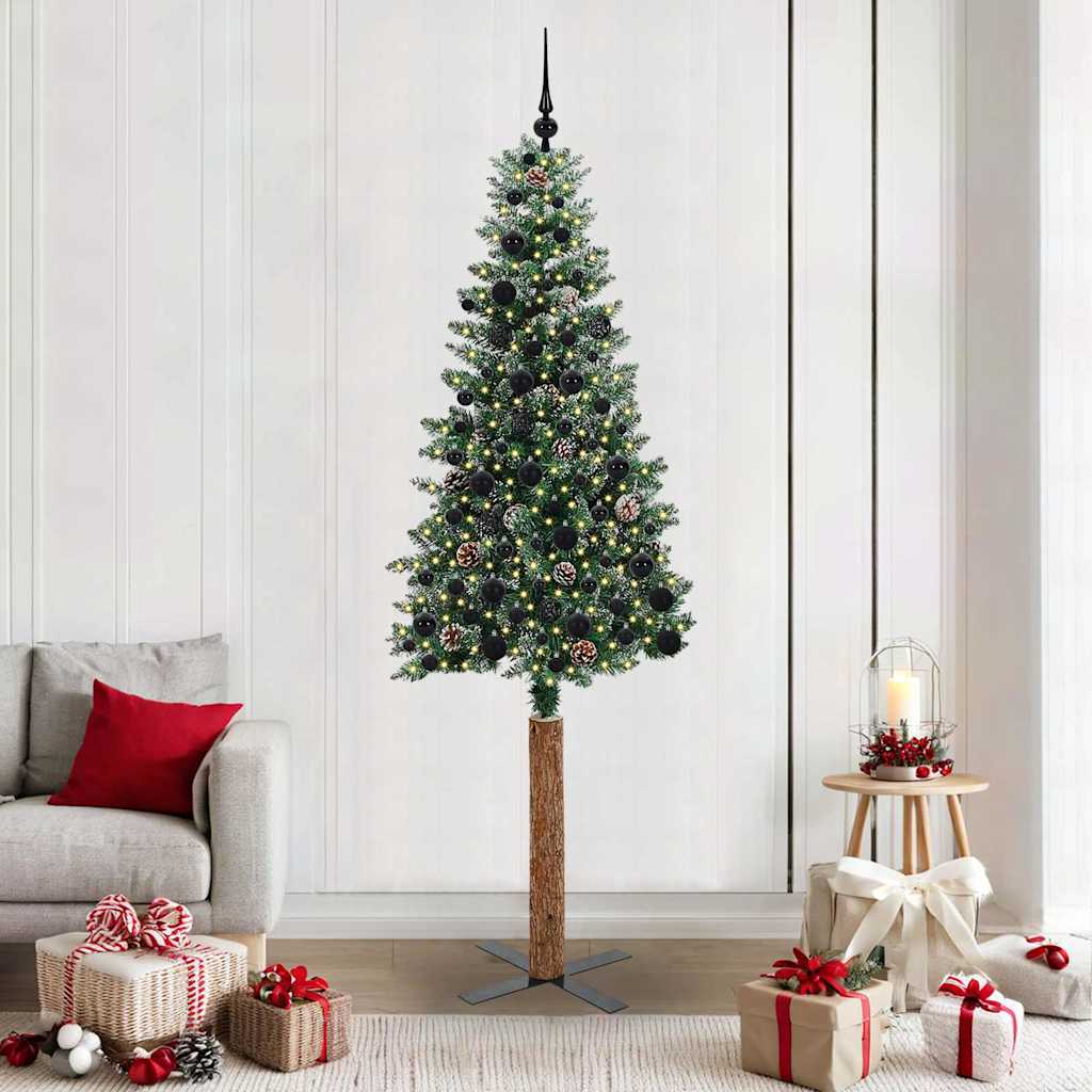 Sapin de Noël mince avec 300 LED Vert et blanc 210 cm - XIOS