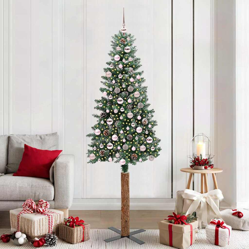 Sapin de Noël mince avec 300 LED Vert et blanc 210 cm - XIOS