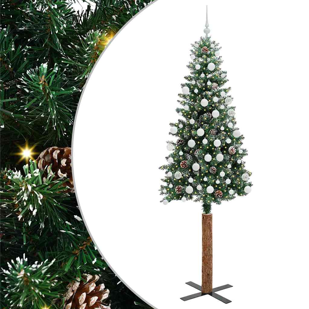 Sapin de Noël mince avec 300 LED Vert et blanc 210 cm - XIOS